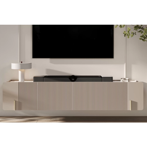 Szafka RTV Malmi 200 cm wisząca - kaszmir / crema bianca / złoty